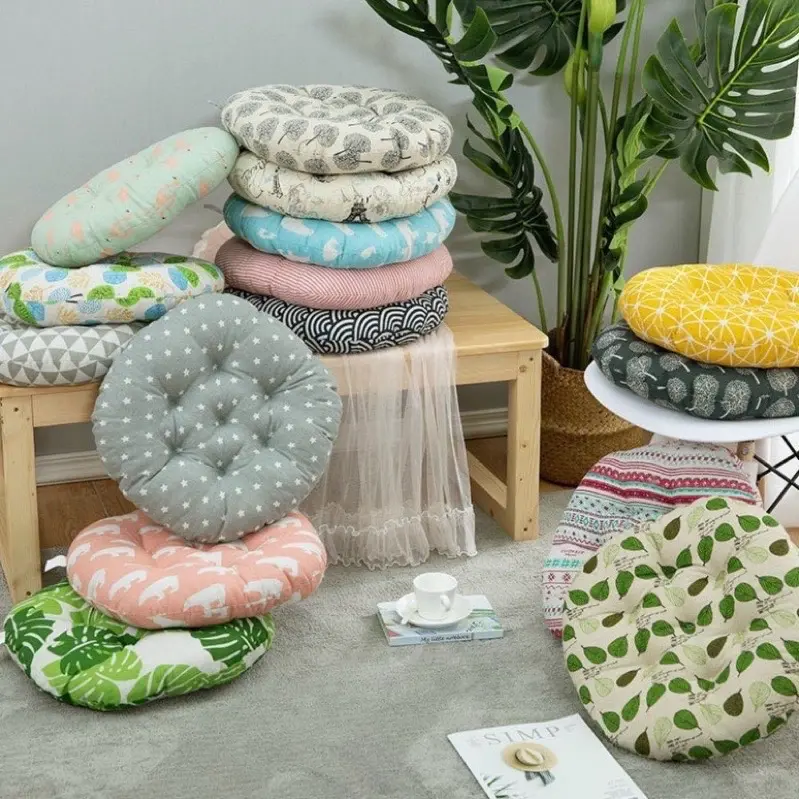 Đệm Ngồi Bệt Tròn và Vuông 3d Nệm Lót Ghế Vuông Ngồi Bàn Trà Kiểu Nhật Bông Trắng Cực Êm Mẫu Mới