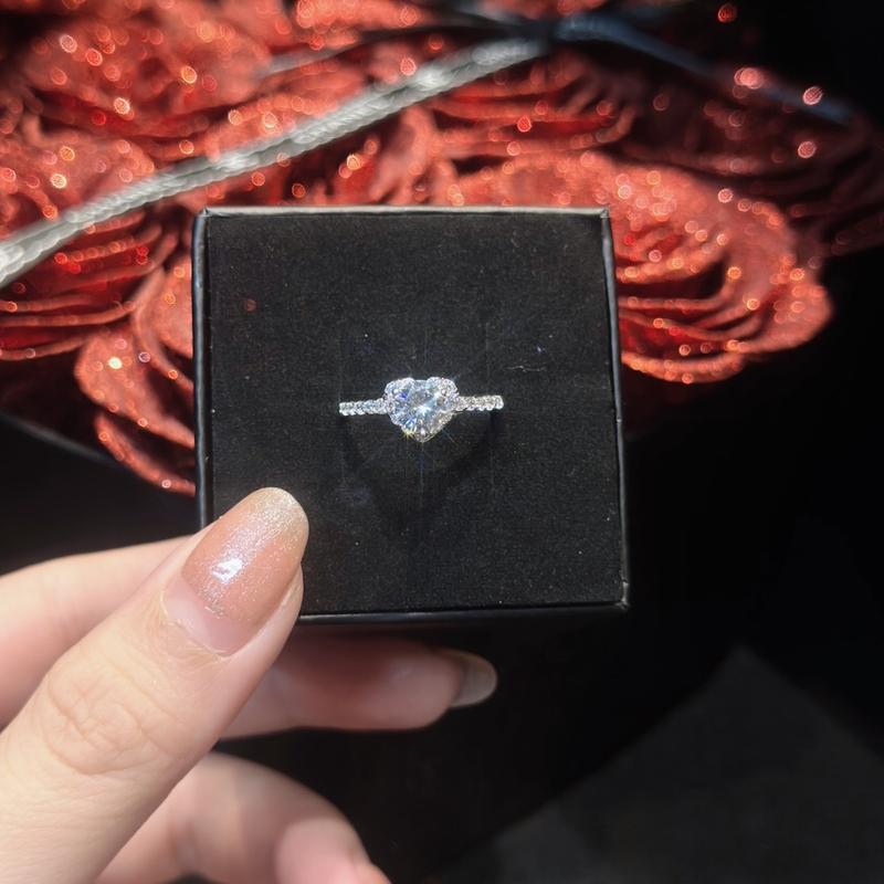 Hoàng Phát LIVE Trang Sức Nhẫn Bạc Ý 925 Trái Tim Tấm Tiểu Thư X.o.à.n Nam Mỹ Xi Kim N073