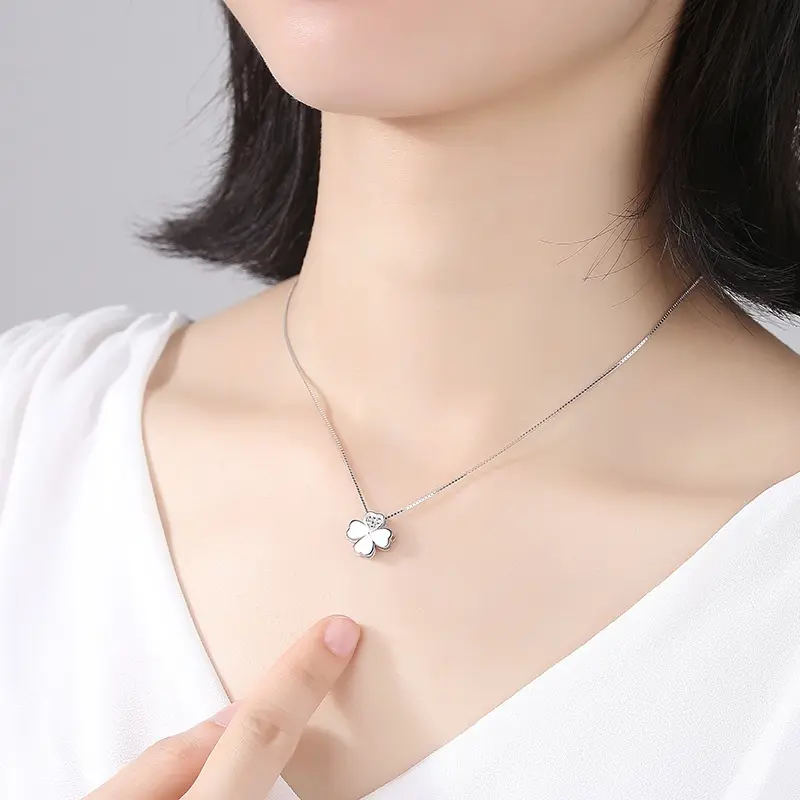 Four leaf clover-kalung perak asli Unique personality s999 Original Arctic Deer 3
