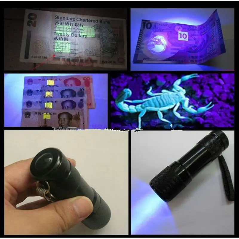 Đèn soi tiền giả, đèn LED UV 9 bóng, đèn soi giấy tờ, cà vẹt, bằng lái xe, vé số, sấy keo [TẶNG KÈM PIN] Mobile 1