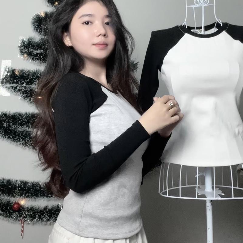 Áo raglan thun gân baby tee ( mẫu mới tay dài ) 1