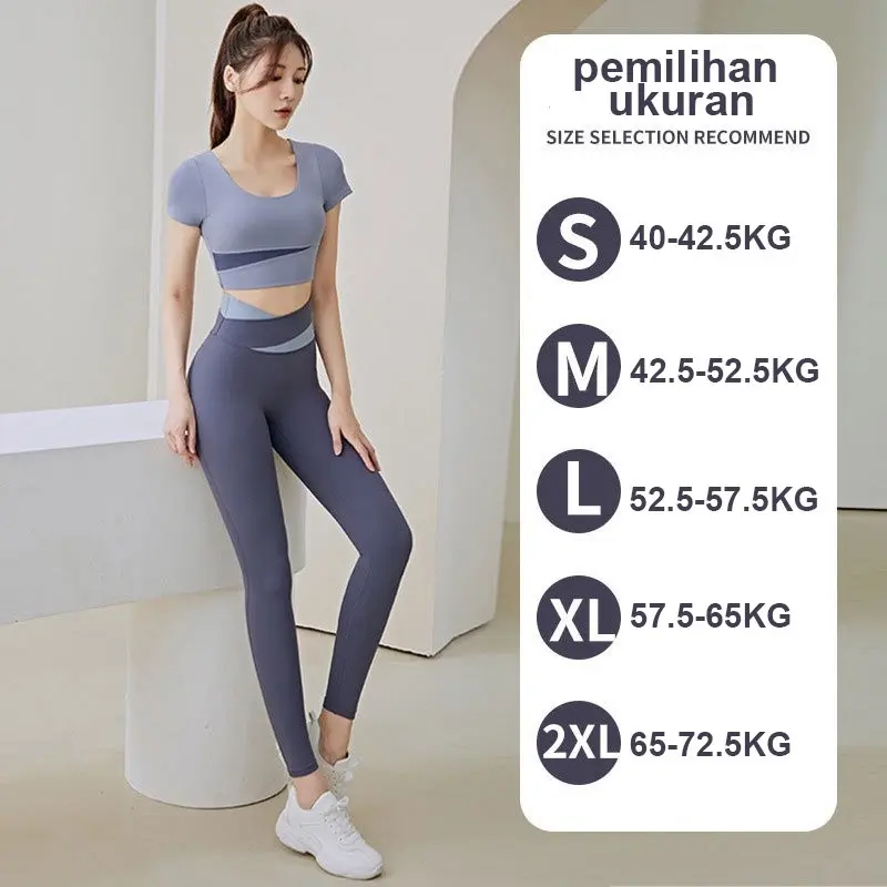 Hens Baju Olahraga Wanita Crop Top Lengan Pendek Atasan Olahraga (LL) 2