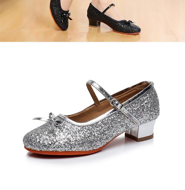 Product Introduction of Autumn and Winter Children Girls Latin Dance Shoes Children Girls Soft Bottom Dance Shoes High Heel Princess Performance Beginner Just Nam 22