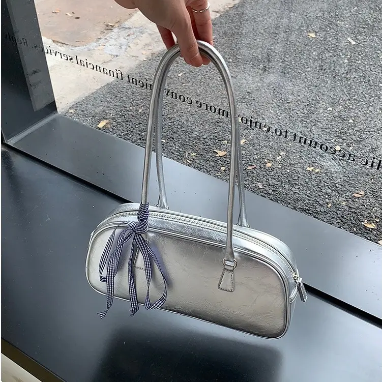 ￼Túi đeo nách thời trang cổ điển kết hợp nơ duy băng xinh xắn Tote Bag Đeo Vai Da