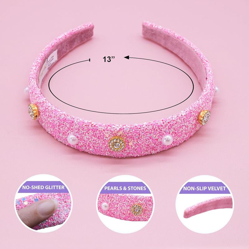 VELVET HAIR BAND BROAD SPARKLED PALE ROSE VELVET HAIR BAND BROAD SPARKLED PALE ROSE
