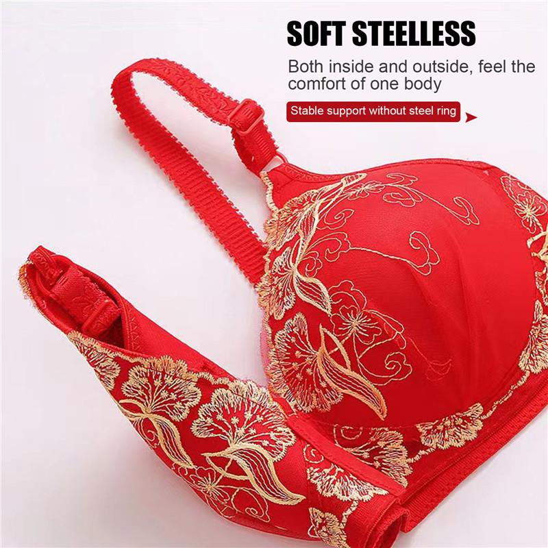 Product Introduction of Button Embroidery Brassiere Bralette Wireless Underwear Women's Bras Seamless Floral Push Up Bras Wireless Front Comfy Lingerie 16