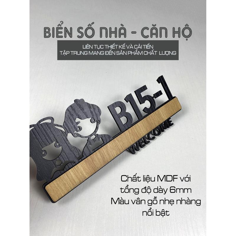 Bảng số nhà, homestay, biển số căn hộ bằng gỗ dán hoặc treo tường thiết kế theo yêu cầu decor theo phong cách vintage 3