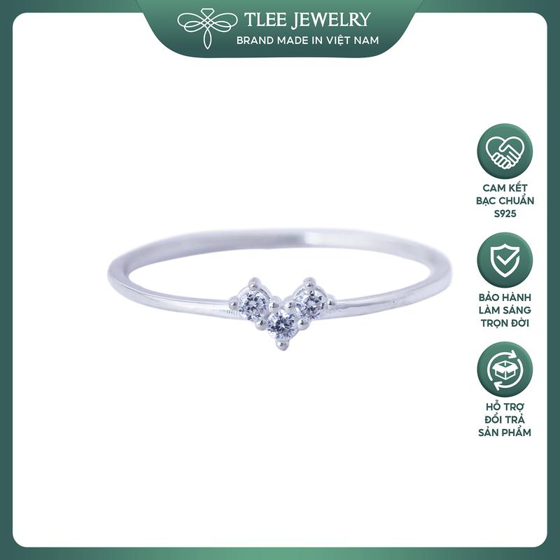 Nhẫn bạc nữ TLEE tim tiny mảnh đính đá lấp lánh TLEE JEWELRY A0126