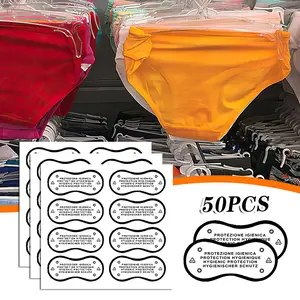 50Pcs Hygiene Label Clear Tape Swimwear Lingerie Bikini Try On Label Stickers Protective Sticker Strip