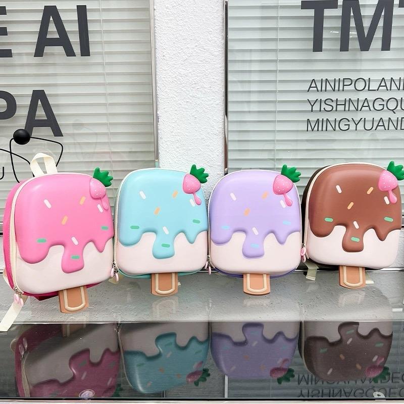  Balo trẻ em Balo cho bé ba lô mầm non hình cây kem 4 màu kute 28x24x10cm Voi 