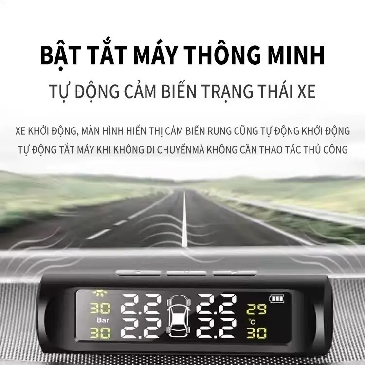 Cảm Biến Áp Suất Lốp Ô Tô,Xe Hơi Gắn Ngoài Cao Cấp,Pin Sạc Năng Lượng Mặt Trời, Màn Hình LCD CZ11 1