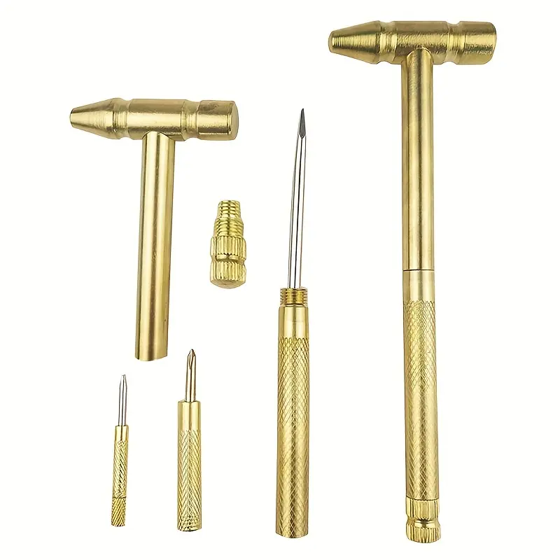 6 in 1 Mini Hammer with Phillips Head & 3 Screwdriver Bits, Metal Multifunctional DIY Pocket Tool for Home Repair and Work
