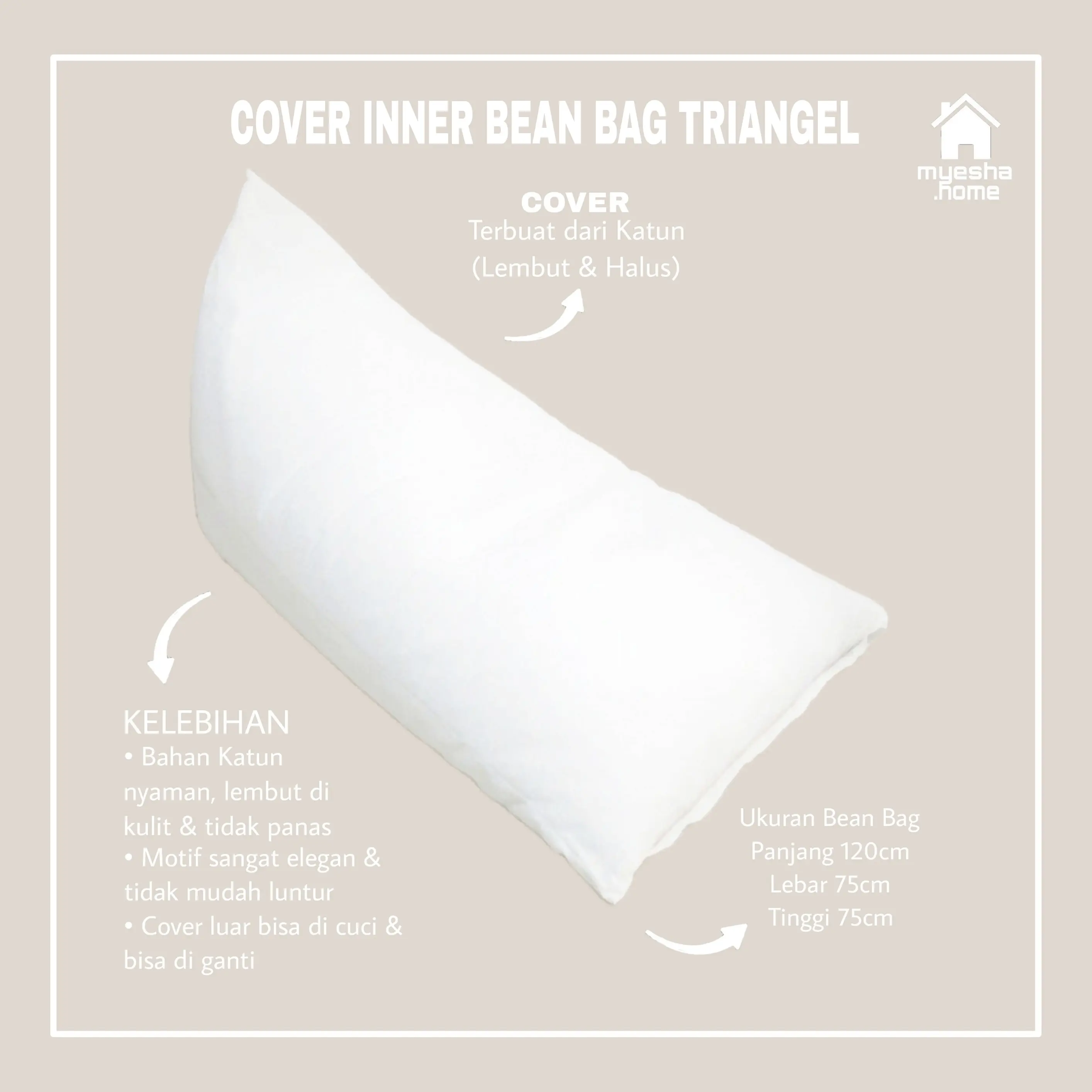 Cover Dalam Inner Bean Bag Triangel / Sarung Dalam Iner Bean Bag Segitiga (TANPA ISI)