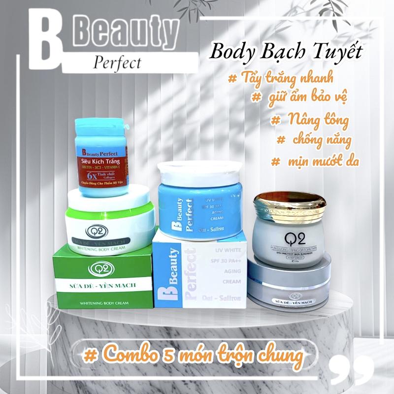    5 Món   Bộ sản phẩm kem trộn Body Bạch Tuyết hỗ trợ tẩy dưỡng trắng da nâng tông 750g. 