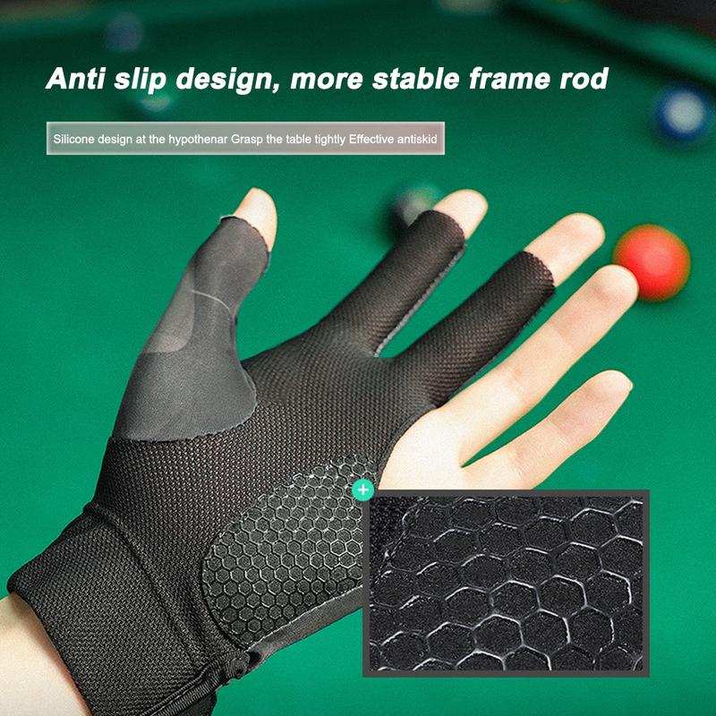 Product Introduction of Open Finger Billiard Gloves Breathable Polyester Snooker Sport Glove Adjustable Sticker Smooth Soft Lightweight Amateur Training 27