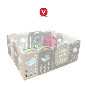 V-BABY CARE Pagar Anak Pagar Bayi BabyFence Import Kokoh Bisa Dilipat Motif Bulan Bintang 6 Ukuran,t  gratis 100pcs bola,Matras merangkak, ring basket/VBABY-Y0