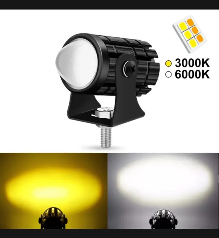 2 PCS Lampu tembak Laser LED D2 mini 2 warna High low putih kuning waterproof ring hitam Pluss saklar stang 3