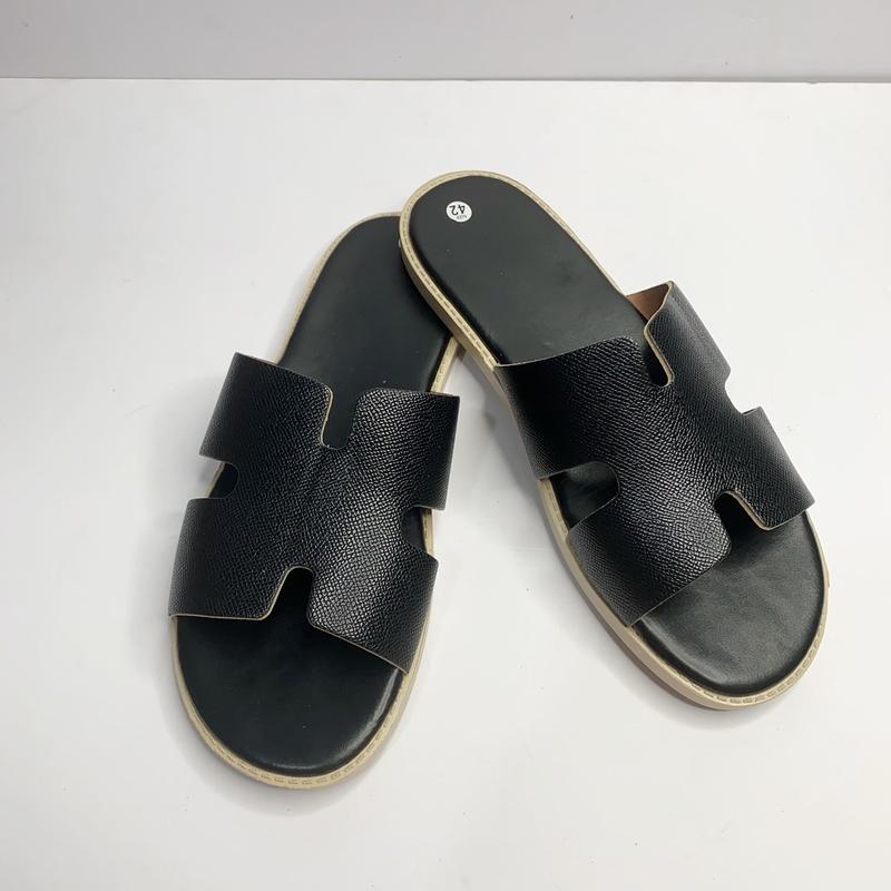 Dép nam quai ngang chữ H  cho nam quai da đen đế bằng cao su giả gỗ cao cấp. Boy cháy phố- dép nam đẹp 2024 Sandal DéP Jean Quai Hậu Nhung 3