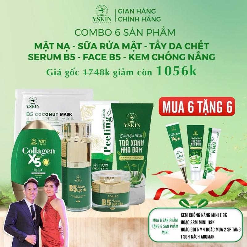 [MUA 1 TẶNG 1] Combo 6 Sản phẩm ( Tẩy da chết - sữa rửa mặt - mặt nạ - serum b5 -kem face b5 - kem chống nắng ) ( Mua 1 sp tặng 1 srm mini hoac kcn mini Mua 2 sp tặng 1 son Maiia hoặc Kem Mụn diếp cá )