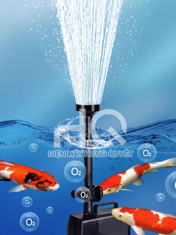 Máy bơm tạo đài phun nước mini bể ao cá cảnh với ba vòi phun khác nhau hồ cá hồ non bộ hồ sân vườn