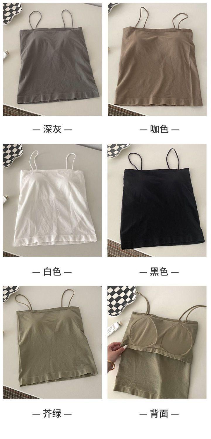 Product Introduction of Seamless Beauty Back Bandeau Camisole Women's Integrated Fixed Chest Pad Inner and Outer Wear Spaghetti Straps Chest Wrap Bottoming Vest Women 22