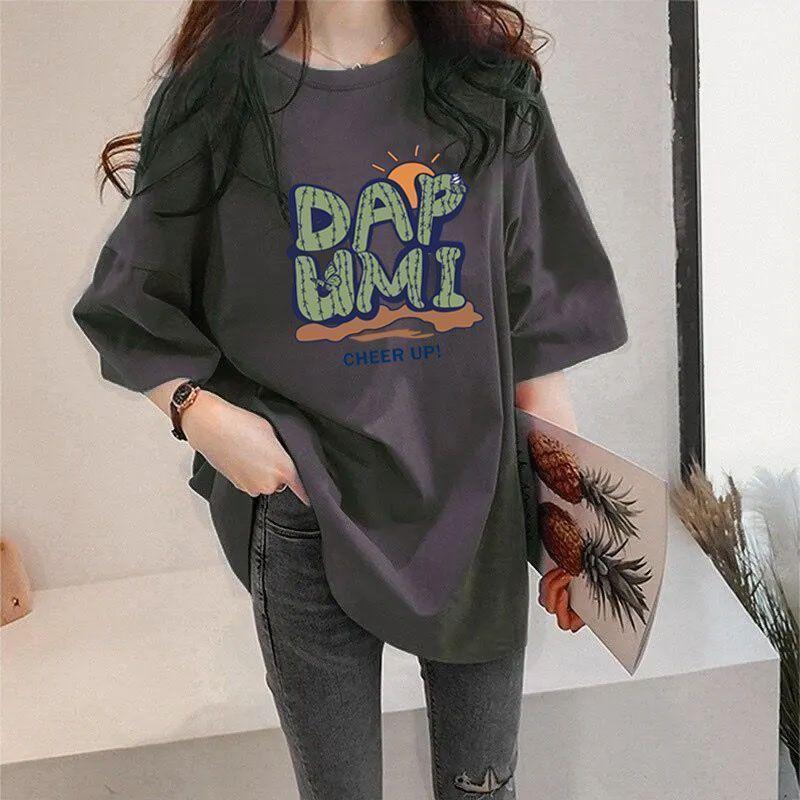 Product Introduction of Áo Thun Nữ Ngắn Tay, Thiết Kế In Hình, Hàng Mới Về Mùa Hè 2024, Áo Dài Trung Bình Dáng Rộng Che Khuyết Điểm 11