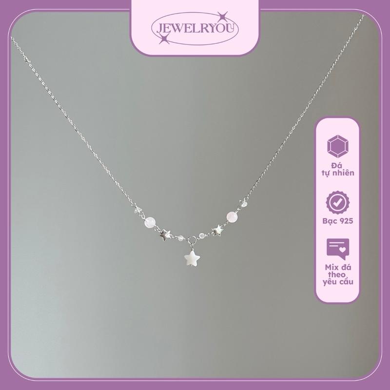 Vòng cổ charm ngôi sao bạc s925 mix rose Jewelryou đá năng lượng tình duyên may mắn - Jew17