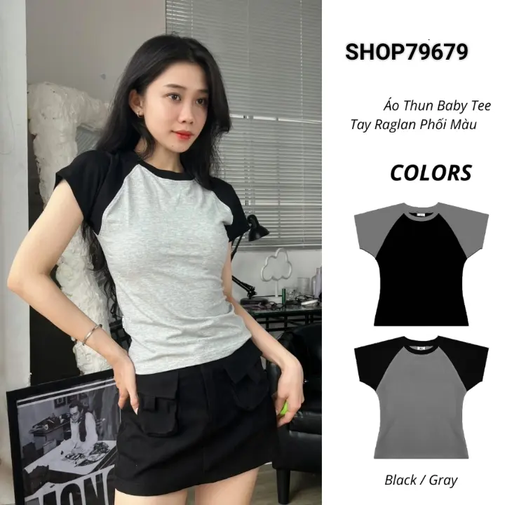 Áo Thun Nữ Baby Tee Trơn PHỐI MÀU Chất Thun Gân Co Dãn Ôm Body Cổ Tròn Tay Ngắn Top Women Kem