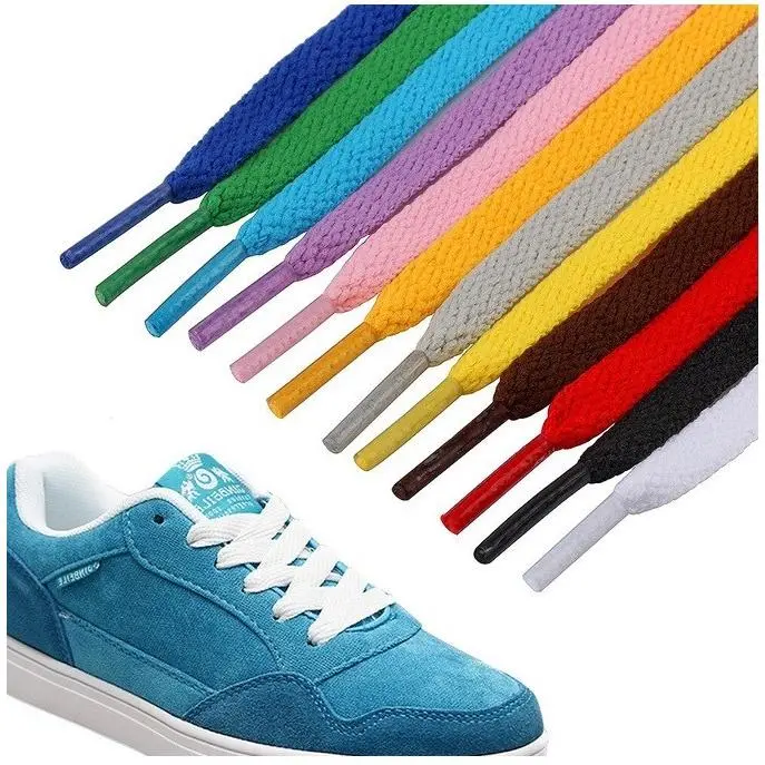 LL12 Sepasang Tali Sepatu Murah Flat Lace Solid Color Shoelace
