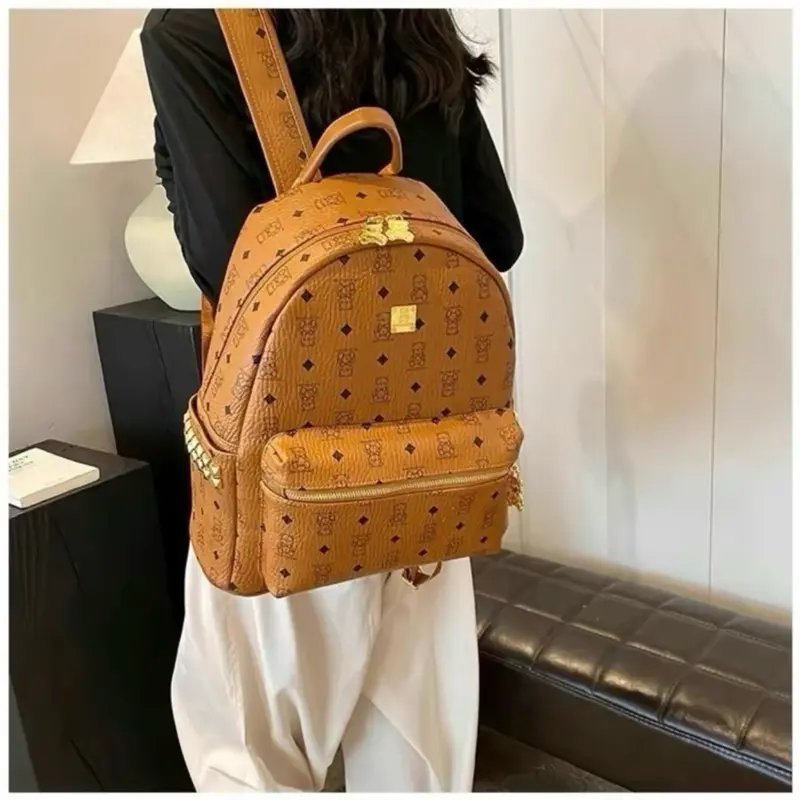 Balo gấu size40 chất liệu da tay khoá kéo bằng đồng xịn sò bản quai to 5cm quai bé 4cm đựng sách vở laptop ipad các loại 2