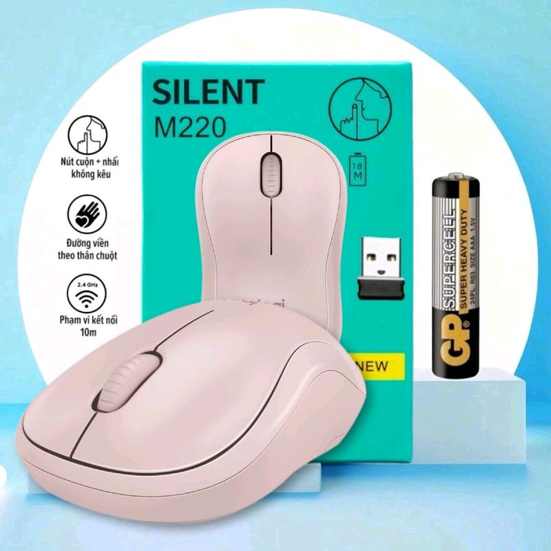 Chuột Không Dây USB L0GITECH M220 SLIENT Màu Hồng Bấm Êm , Nhẹ, Không Tiếng Ồn , Tặng Kèm Pin