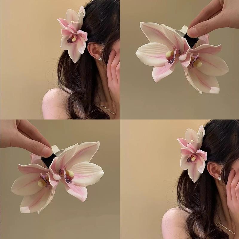 Kẹp Tóc Hoa, Phong Cách Ngọt Ngào Và Dễ Thương, Kẹp Cá Mập Cỡ Lớn Ở Bên Hông, Phụ Kiện Tóc Phong Cách Đi Biển, Tạo Không Khí Mùa Hè 1