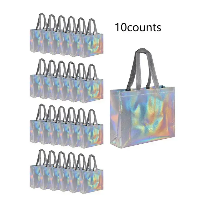 Beg Beli Belah Barangan Runcit Tote Hadiah Boleh Digunakan Semula Beg hadiah, Warna Perak, Tersedia dalam 1 / 5 / 10pcs, Sesuai untuk Majlis Pengantin Perempuan, Majlis Hari Jadi dan Perkahwinan, Bekalan Parti Sarjana Muda goodie Bags Cartoon gift friends