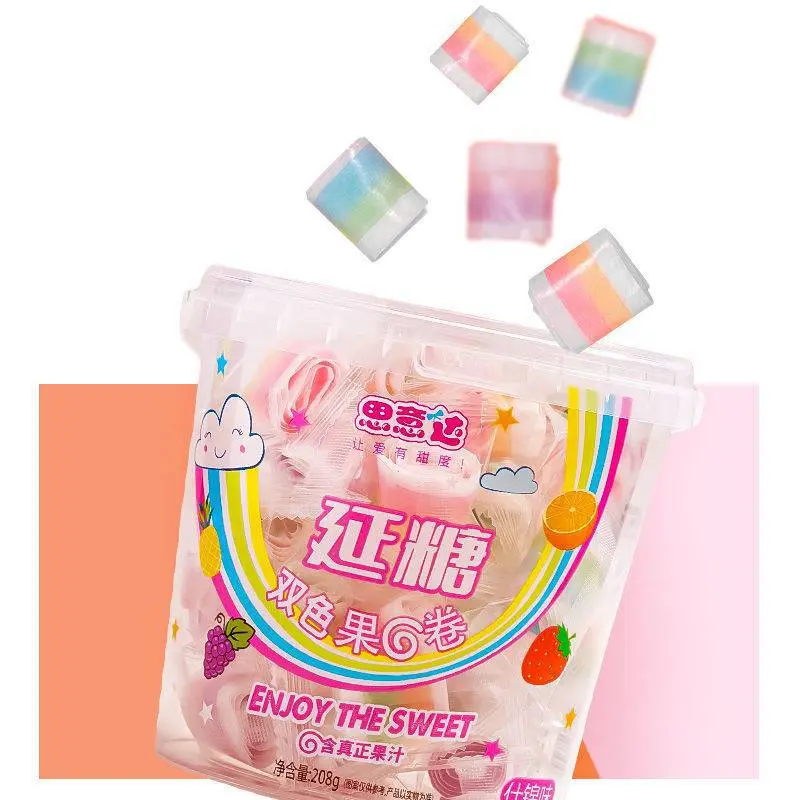 [ Hương vị tuổi thơ ] Kẹo dẻo trái cây/ kẹo cuộn trái cây nhiều màu sắc mềm dẻo ăn vặt siêu ngon hộp 208g