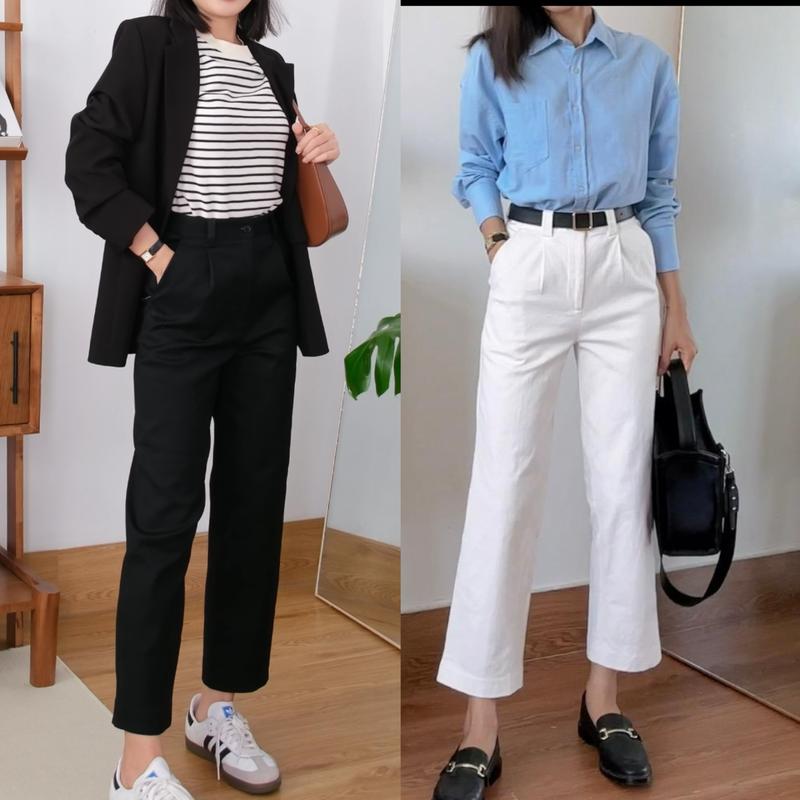 Quần kaki ống suông basic 90cm Pants Nữ Women 0