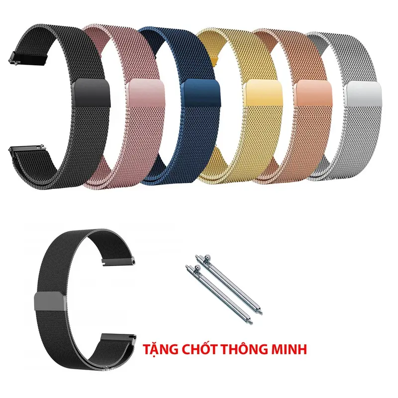 [Đủ size] Dây đồng hồ thép lưới khóa nam châm 12 14 16 18 20 22 24mm 0