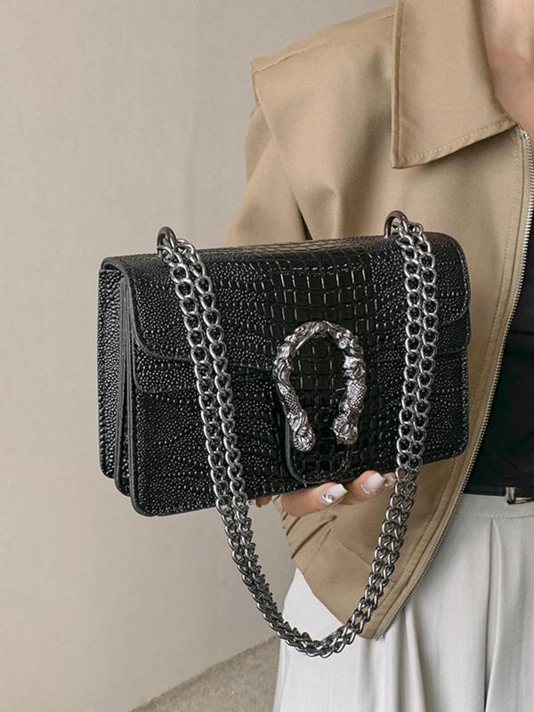 Women's Fashionable Crocodile Embossed Crossbody Bag, Casual Versatile Shoulder Bag for Daily Used, Trendy All-match Commuter Bag 8