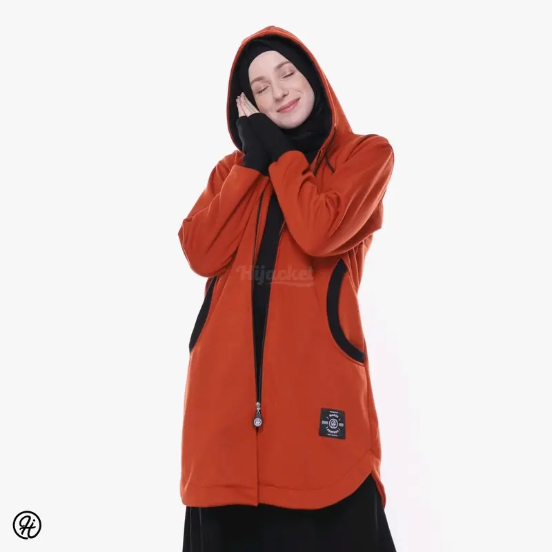 Hijacket Elektra Teracotta 100% Original - Jaket Wanita Panjang Bahan Premium Fleece - Outerwear for Hijabers 2