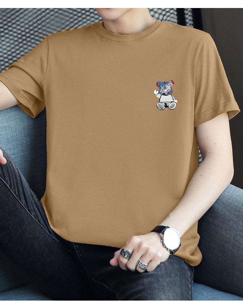 Product Introduction of Heavyweight White T-Shirt Men's Short Sleeve Bear Crew Neck Loose Fit Half Sleeve Pedal 21