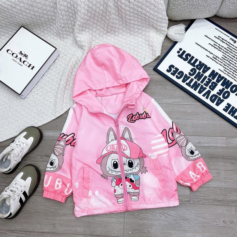 Áo khoác gió nỉ dày dặn labubu 2 lớp cho bé gái 13-23 kg màu hồng tím áo  khoác