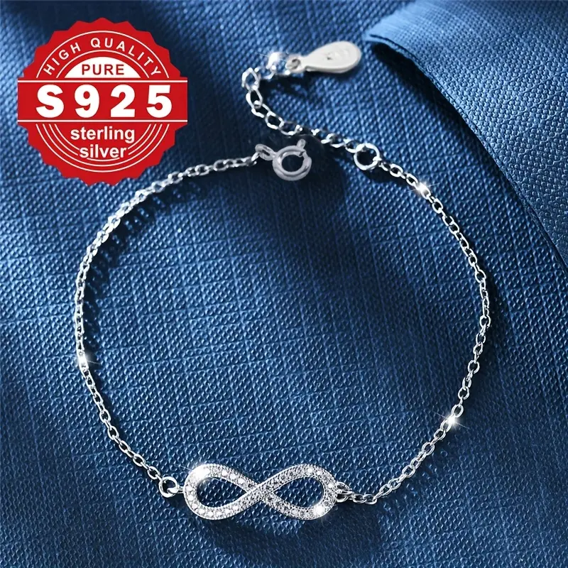 One Women's Infinity Foot Chain, s925 Pure Silvery, Low Allergy, Mobius Symbol, Fashion, Suitable for Summer Wear, Refreshing and Exquisite, Suitable as Gifts, Gift for Wife and Daughter 3