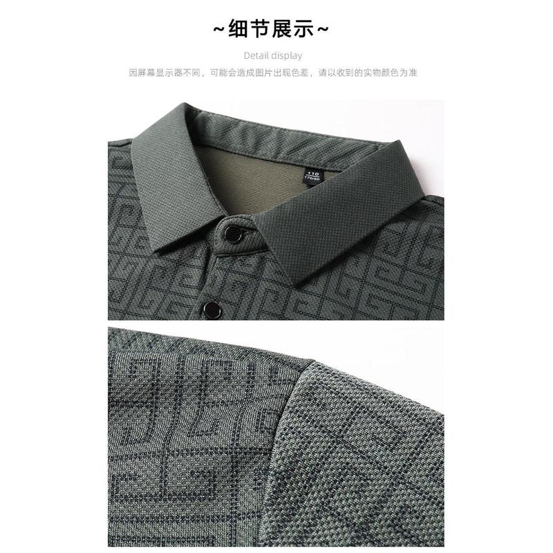 Áo Thun Thường Ngày Công Sở Cao Cấp, Dành Cho Nam Giới, Hàng Mới Về Mùa Hè, Cổ Polo, Dài Tay, Jacquard Mỏng, Thoáng Khí, Kiểu Polo 8