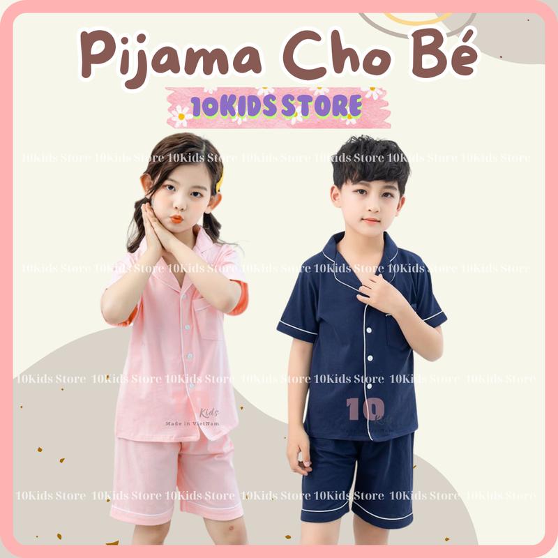 Bộ Pijama Đùi Bé Trai, Bé Gái 12-45KG, Quần Áo Trẻ Em Chất Liệu Lụa Hàn Thoáng Mát - Đồ Ngủ Cho Bé/ Đồ Mặc Nhà Cho Bé 10kids