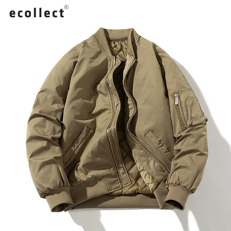 Áo khoác bomber nam vải gió dù kaki ECOLLECT phom rộng kiểu dáng basic, lót bông ấm áp, thời trang thu đông - G12 Menswear Jacket