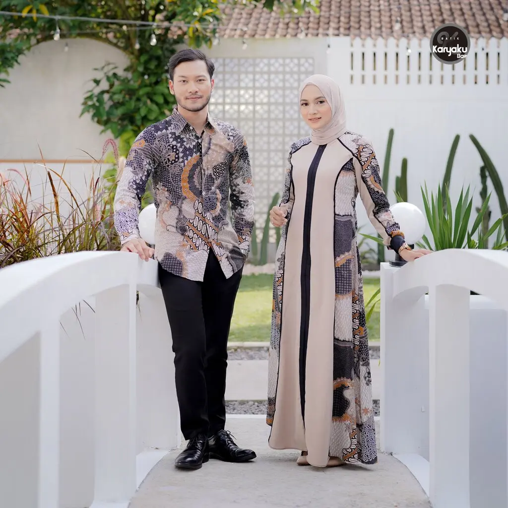COUPLE GAMIS PREMIUM BATIK  KEMEJA PANJANG GAMIS WISUDA GAMIS KONDANGAN SHAKILA TERBARU KARYAKU [BISA BELI TERPISAH DAN CAMPUR UKURAN] Baju Katun Muslim Pasangan Wanita Dress