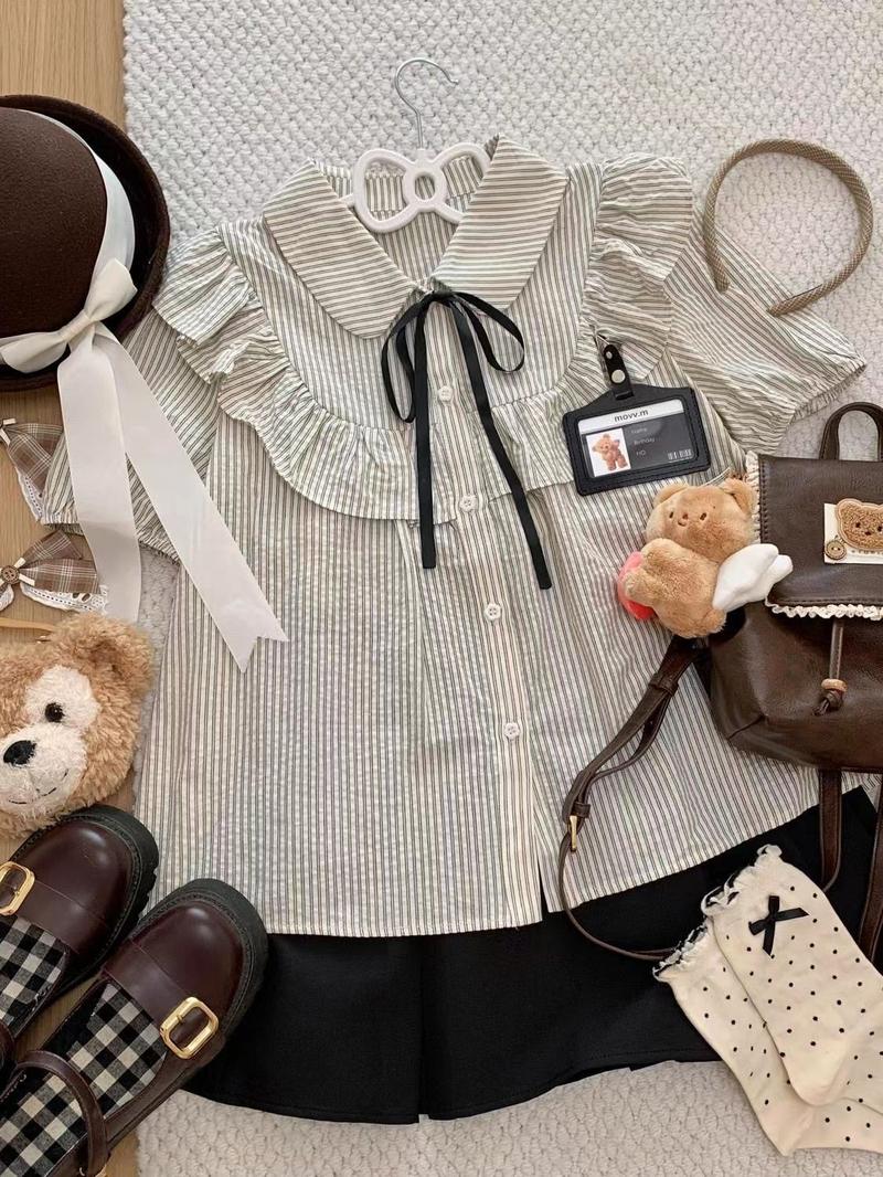 Product Introduction of Áo Sơ Mi Sọc ngắn Tay Thiết Kế Mùa Hè Hai Mảnh Phong Cách Preppy Hàn Quốc + Chân Váy Chữ A Dễ Phối Đồ Nữ Top 4