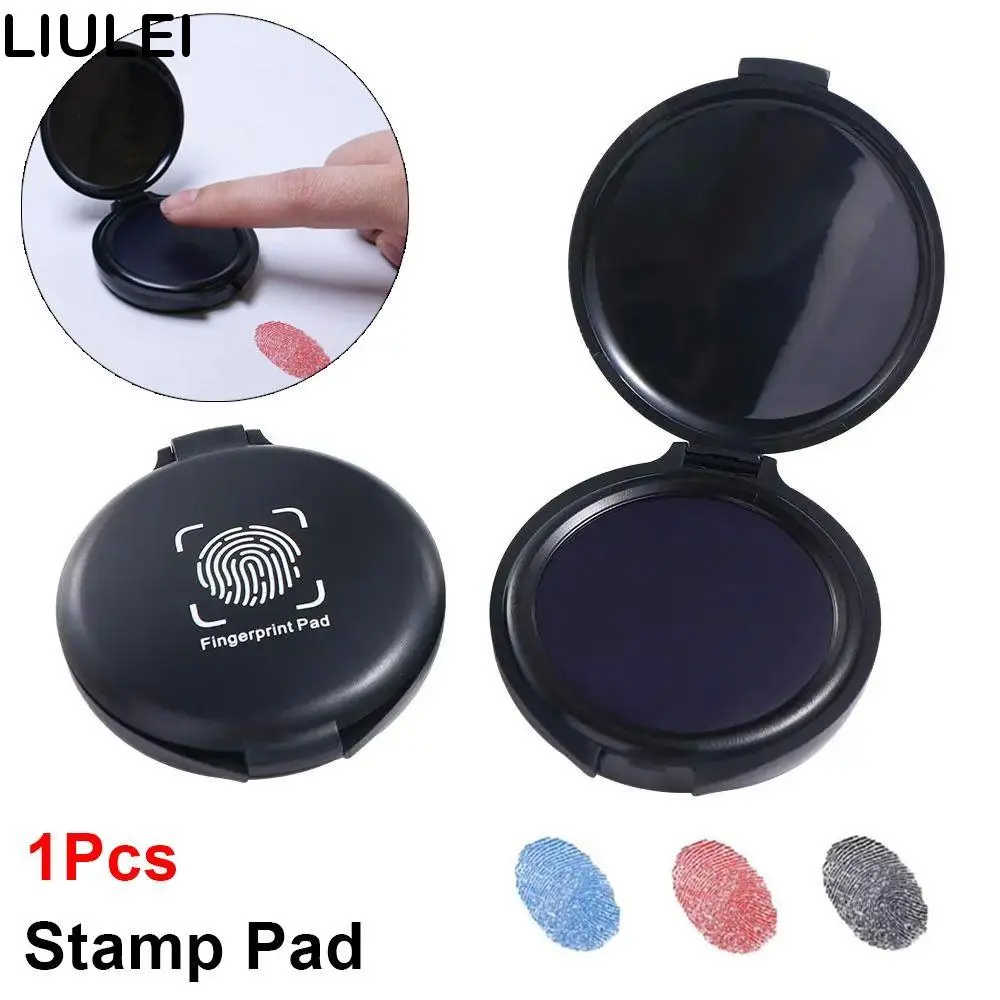 1Pcs New 5.8cm Stamp Pad Mini Waterproof Fingerprint Ink Pad Black/Red/Blue Portable Thumbprint Ink Pad Identification Security