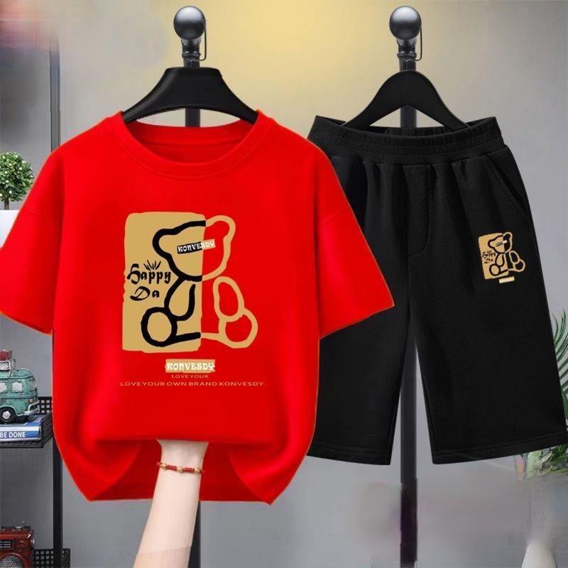 Bộ quần áo bé trai mùa hè size đại từ 17 đến 40kg, chất thun co giãn, mềm mát, dáng quần đùi áo cộc tay phong cách Hàn Quốc cho trẻ em từ 5 đến 14 tuổi (Mã 23).