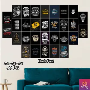 POSTER DINDING AESTHETIC TEMA BLACK FONT 50PCS A4 A5 A6 DEKORASI KAMAR POSTER UNIVERSAL COWO CEWE HIASAN DINDING TERBARU ELEGANT