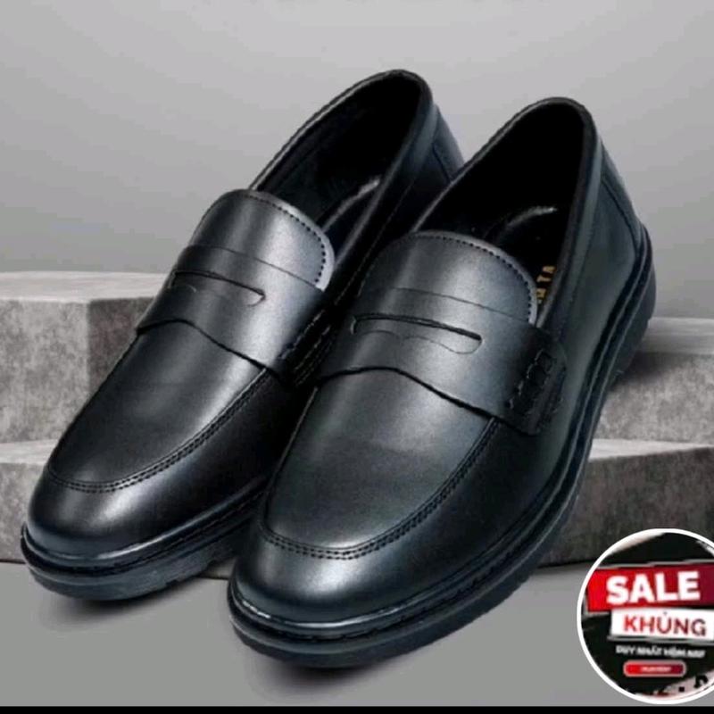 Giày peny loafer tăng cao 5 cm nam da sít hàng kỹ màu đen đai cánh én thủng , đế khâu may chắc chắn mã g32 Shoes mua thì nhớ đặt lùi lại 1 size so với giày mình đang đi